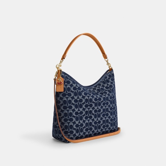 New!  Laurel Large Shoulder Bag In Signature Denim - Picture 1 of 8